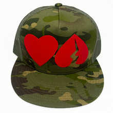 Load image into Gallery viewer, Camo &quot;Heart Flip&quot; Trucker Hat
